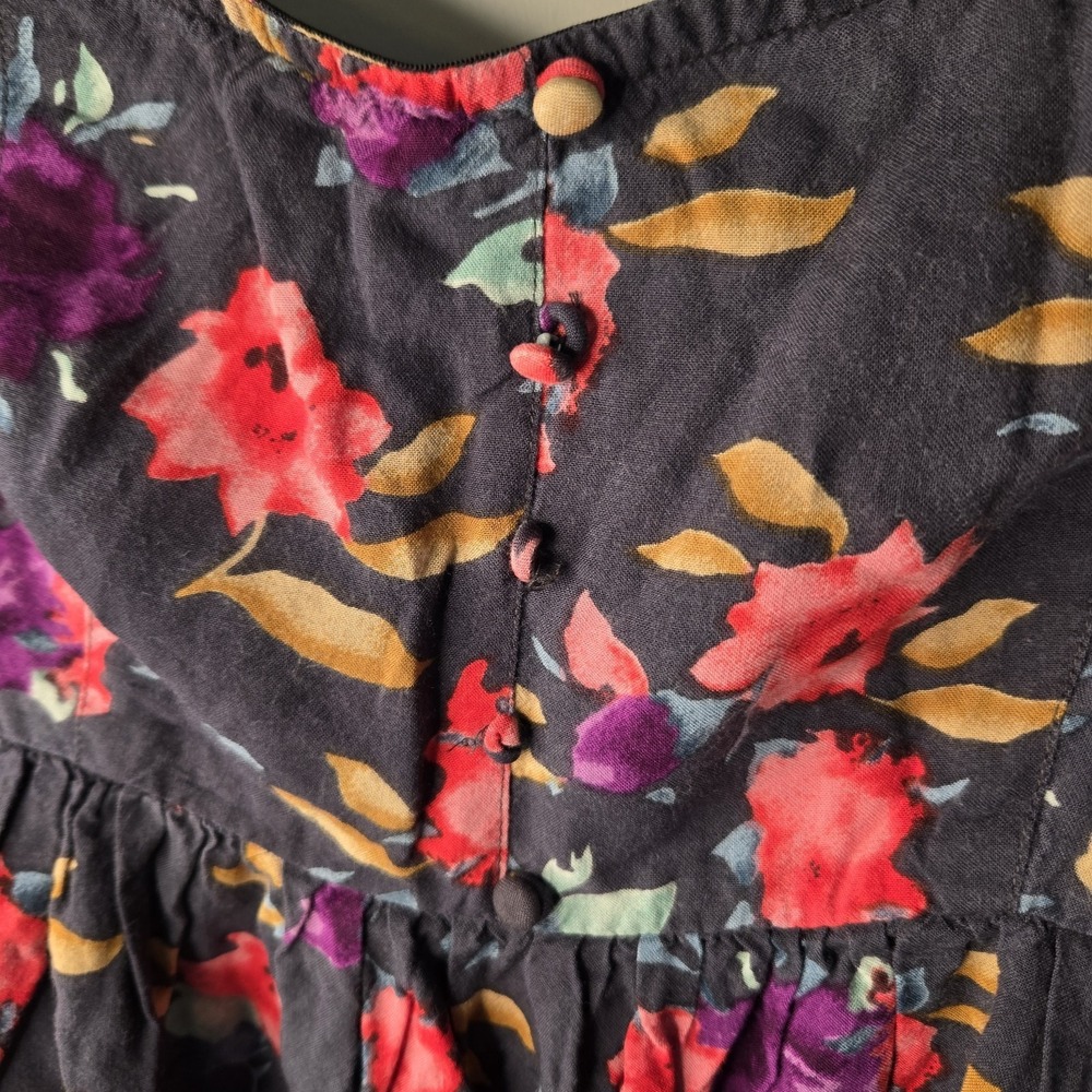 O'Neill Micro Mini Dress Strapless Dark Floral Buttons Fits Size Small Medium - Picture 3 of 12